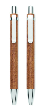 Logo trade promotional merchandise picture of: Acacia wood pen and pencil set