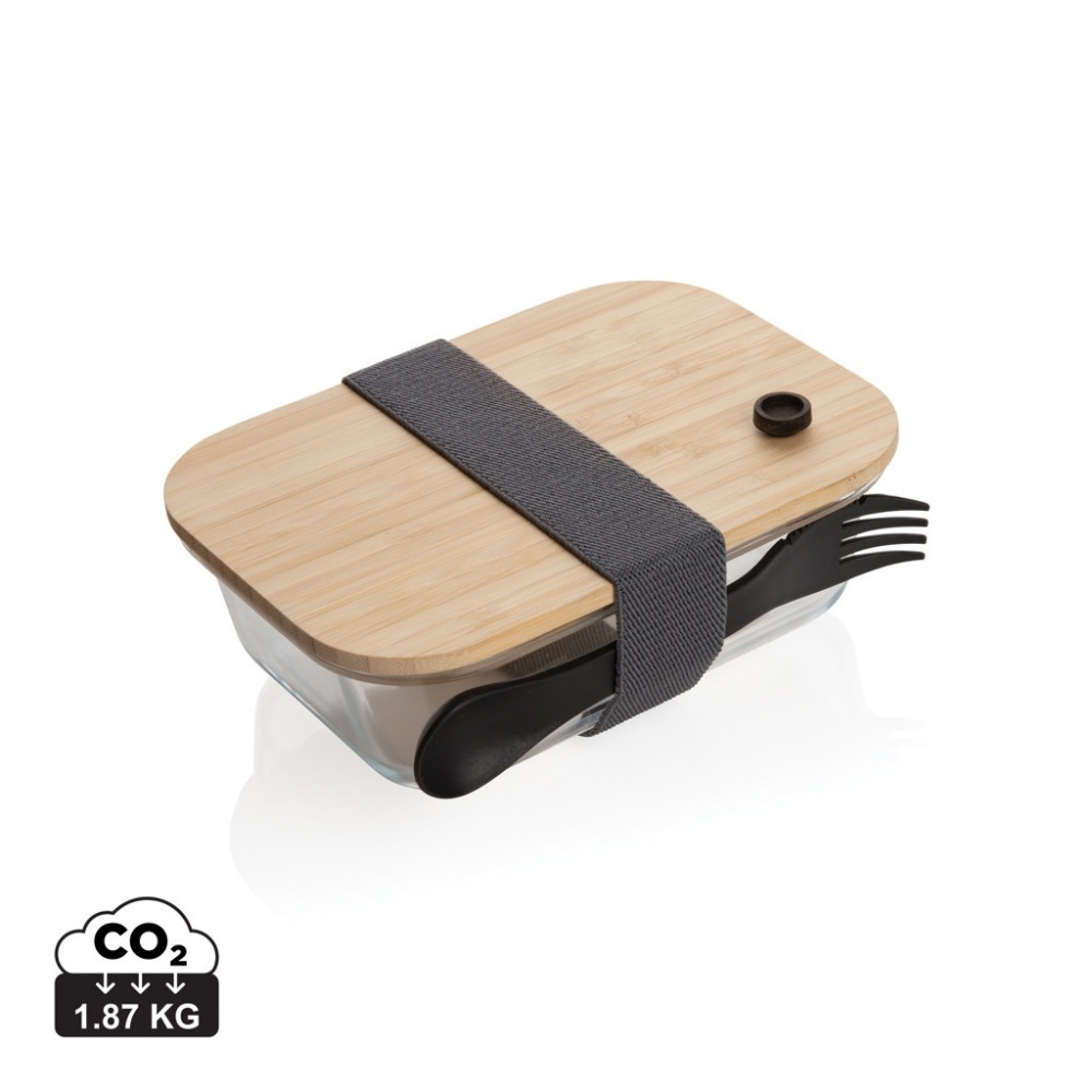 Logotrade reklaamkingi foto: Klaasist lõunakarp bambusest kaanega