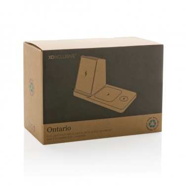 Logotrade ärikingitused pilt: Ontario taaskasutatud plastist ja bambusest kolm-ühes juhtmevaba laadija