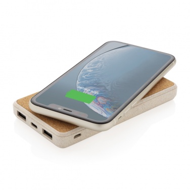 Logo trade ärikingituse pilt: Korgi- ja nisukõrrega 8000 mAh 5W juhtmevaba akupank