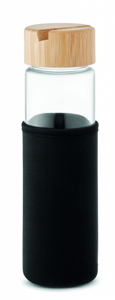 Logo trade reklaamtoote pilt: Klaaspudeli bambusest kaas 600ml