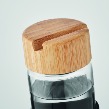 Logo trade meene pilt: Klaaspudeli bambusest kaas 600ml