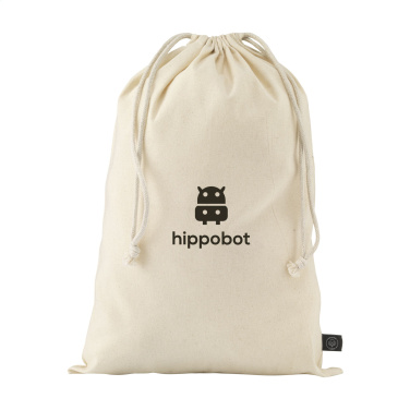 Logotrade firmakingi foto: Naturaalsest GRS-i taaskasutatud puuvillast kingikott (150 g/m²) L