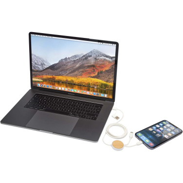 Logo trade meene pilt: Chechia 5-in-1 taaskasutatud plastist 150 cm kiirlaadimiskaabel bambusdetailidega