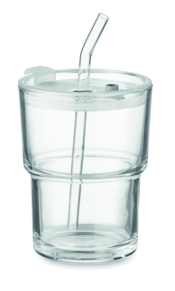 Logotrade reklaamkingituse foto: SIP klaasist joogitops kõrrega 400ml