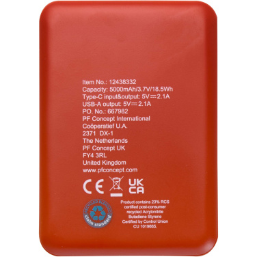 Logotrade reklaamkingituse foto: Asama 5000 mAh Type-C taaskasutatud plastist akupank