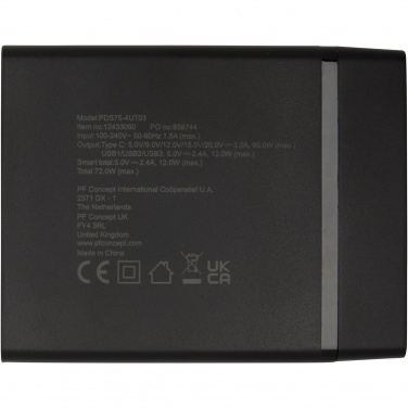 Logotrade mainostuote tuotekuva: ADAPT 72 W:n kierrätetystä muovista valmistettu PD-latausasema