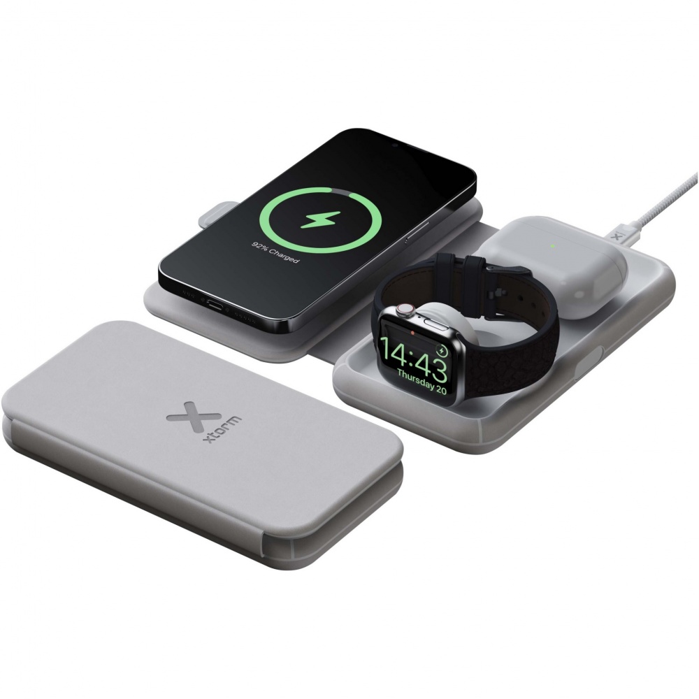 Logo trade mainostuotet tuotekuva: Xtorm XWF31 15 W:n taitettava langaton 3-in-1-matkalaturi