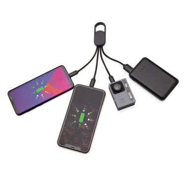 Logo trade mainoslahja ja liikelahja tuotekuva: 4-in-1 kaapeli karabiinihakalla