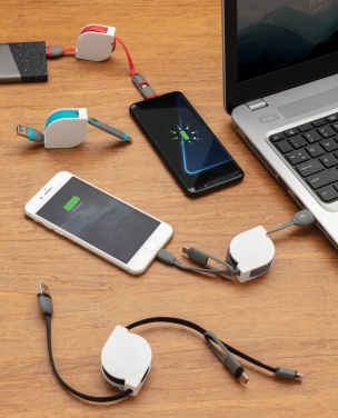 Logotrade mainoslahja tuotekuva: Sisäänvedettävä 3-in-1-johto