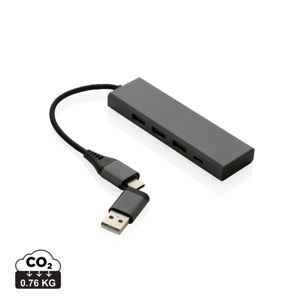 Logotrade mainoslahja tuotekuva: Terra RCS alumiininen USB-hub 3 portilla