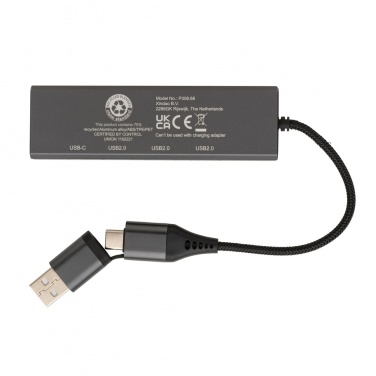 Logo trade mainoslahjat tuotekuva: Terra RCS alumiininen USB-hub 3 portilla