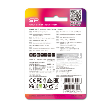 Logo trade mainoslahja kuva: Pendrive USB/type - C Silicon Power Mobile C31 3.0 OTG