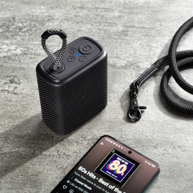 Logotrade mainoslahja tuotekuva: Vedenpitävä bluetooth-kaiutin HARDEOL Schwarzwolf