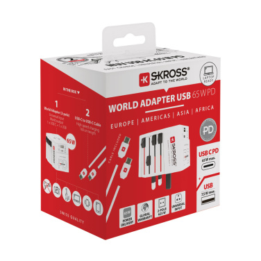 Logotrade mainoslahja tuotekuva: SKROSS World Travel adapteri MUV 65W PD USB C -kaapelilla