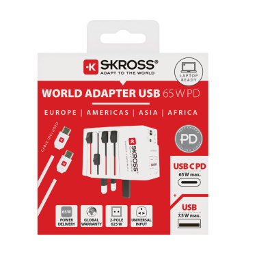 Logotrade liikelahjat kuva: SKROSS World Travel adapteri MUV 65W PD USB C -kaapelilla