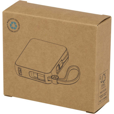 Logo trade mainoslahja kuva: Acrux 10 000 mAh:n ja 35 W:n tablettivirtalähde, jossa sisäänrakennettu Type-C-kaapeli – valmistettu kierrätetystä muovista