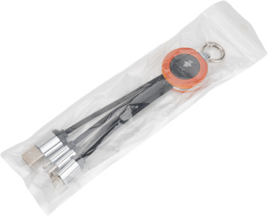 Logo trade mainoslahja kuva: 4-in-1-kaapeli, jossa on koristeltu logo puukotelossa