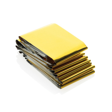 Logo trade mainoslahja ja liikelahja tuotekuva: Solra hätäpeite RCS-kierrätetystä RPET-pussissa