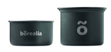 Logotrade verslo dovanos nuotrauka: 2 stovyklavimo puodai su stalo įrankiais