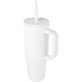 Brady 900 ml RCS sertifikuota termo stiklinė su silikoniniu šiaudeliu, Balta
