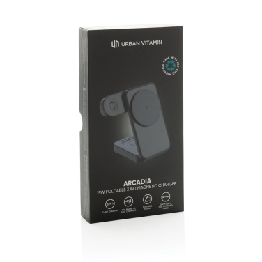 Logotrade firminės dovanos nuotrauka: Urban Vitamin Arcadia RCS plastikinis 15W 3in1 magnetinis įkroviklis