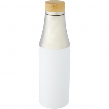 Logotrade biznesa dāvanas foto: Hulan 540 ml vara vakuumizolēta nerūsējošā tērauda pudele ar bambusa vāku