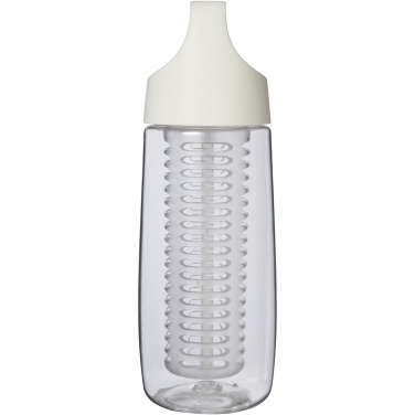Logotrade dāvanas foto: HydroFruit 700 ml otrreizēji pārstrādāta plastmasas sporta pudele ar pārslēdzamu vāku un infūziju