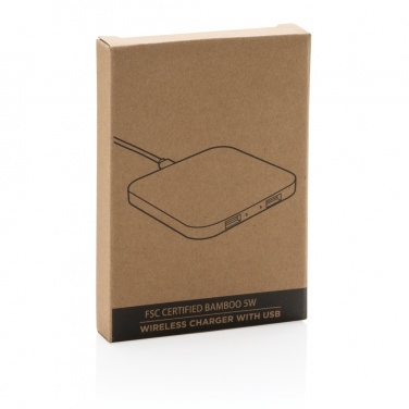 Logotrade dāvanas foto: Bambusa 5W bezvadu lādētājs ar USB