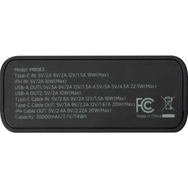 Logotrade korporatīvās dāvanas foto: Barošanas banka 20 000 mAh MARABELLA MoLu