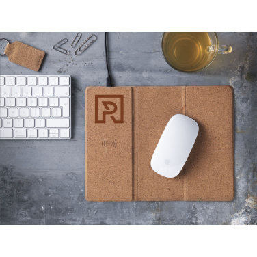 Logotrade logo dāvanas foto: Korķa bezvadu uzlādes peles paliktnis