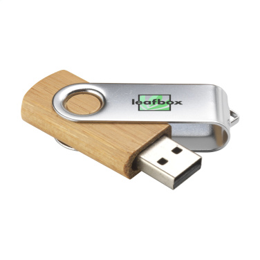 Logotrade dāvanas foto: USB Twist Bamboo no noliktavā 8 GB