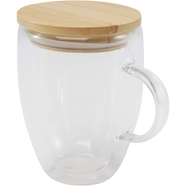 Logotrade dāvanas foto: Leona 350 ml stikla krūze ar bambusa vāku