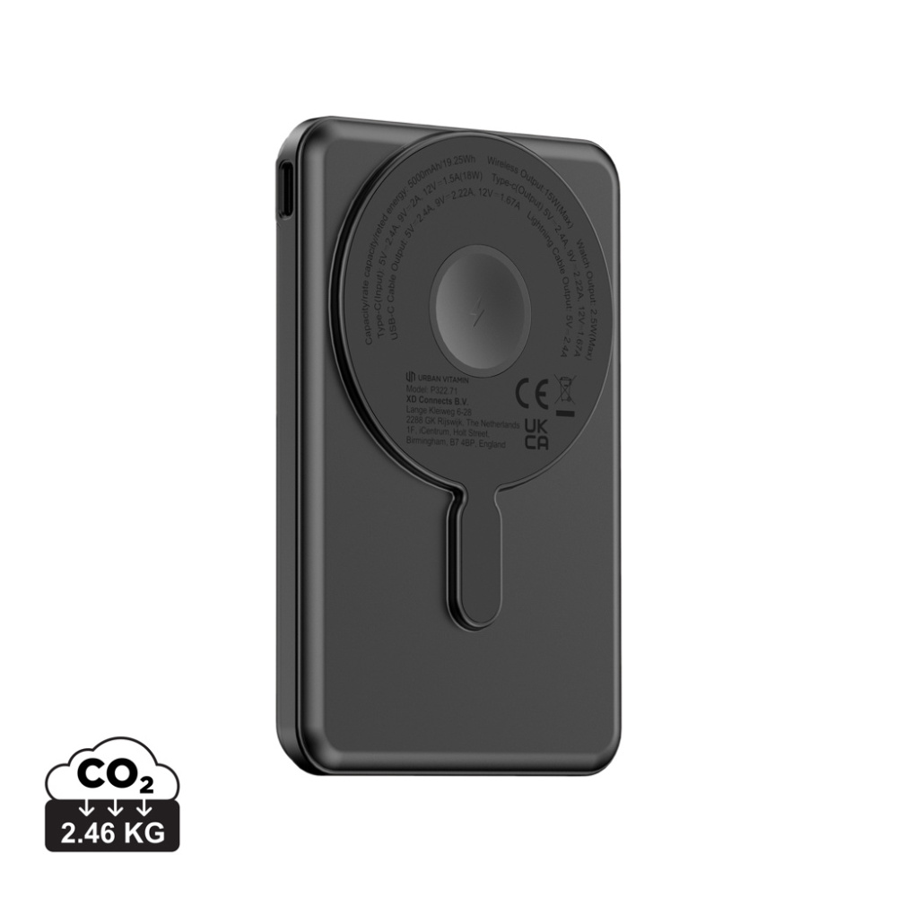 Logotrade korporatīvās dāvanas foto: Urban Vitamin Redwood 5in1 5000mah 20W PD magnētiskā jaudas banka
