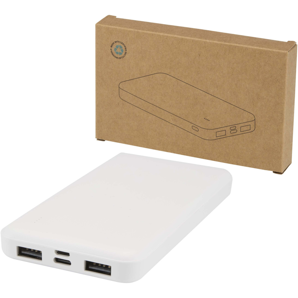 Logotrade ziemassvētku dāvanas foto: Intan 10.000 mAh 10W pārstrādājamas plastmasas pārnēsājamais akumulators