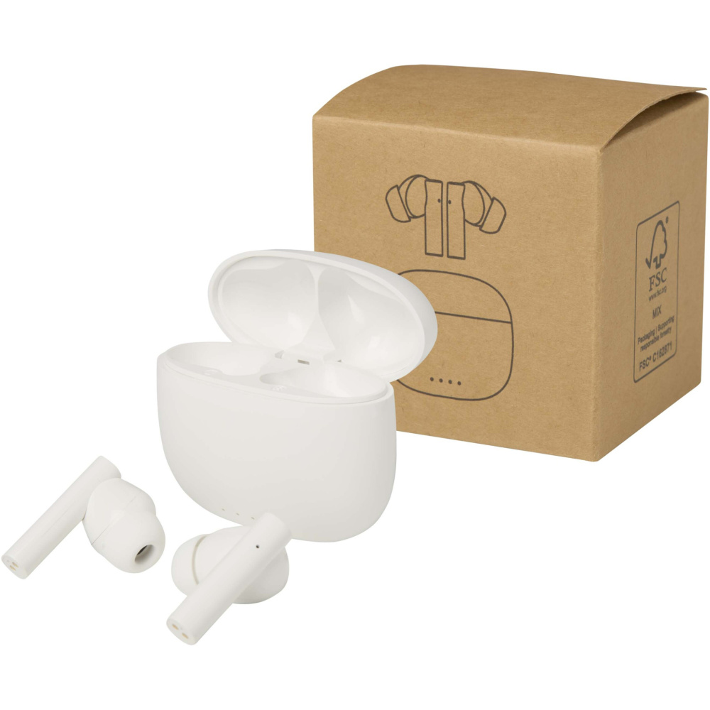 Logotrade ziemassvētku dāvanas foto: Alterf pārstrādātas plastmasas patiesi bezvadu Bluetooth® austiņas ar silikona ausu uzgaļiem