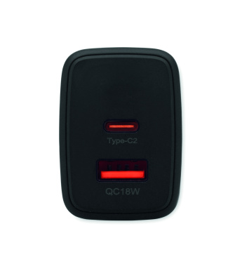 Logotrade logo dāvanas foto: ES 2 polu sienas adapteris/lādētājs