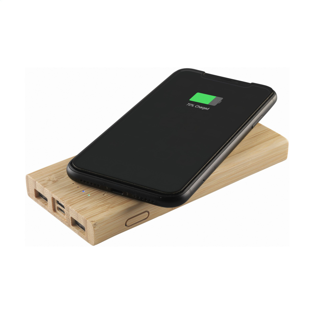 Лого трейд бизнес-подарки фото: Беспроводное зарядное устройство Bamboo 8000 Wireless Powerbank