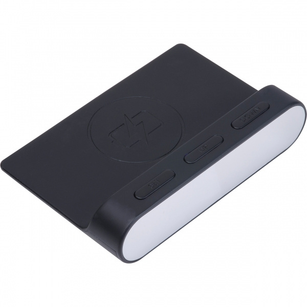 Лого трейд бизнес-подарки фото: Будильник и беспроводное зарядное устройство ADELAIDE