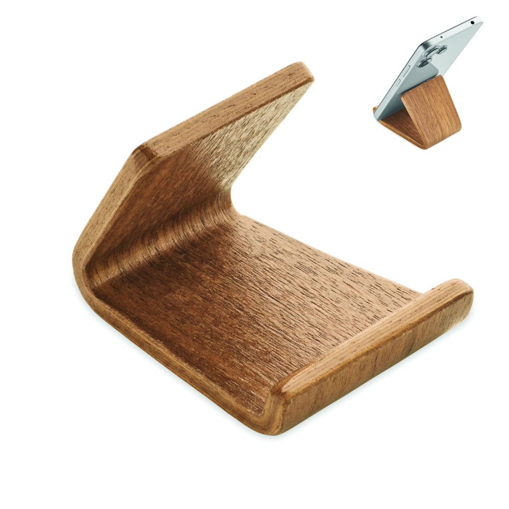 Лого трейд pекламные cувениры фото: Walnut wood phone stand