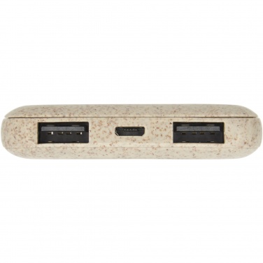 Logotrade reklamprodukter bild: Asama 5000 mAh trådlös powerbank i halm