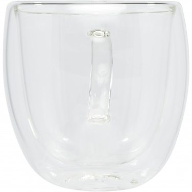 Logotrade kampanjprodukter bild: Manti två stycken 250 ml glaskopp med dubbelvägg och underlägg av bambu 