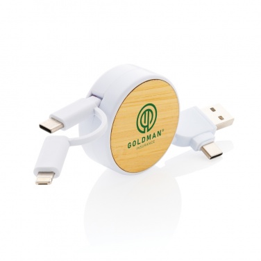 Logotrade reklamprodukter bild: Ontario 6-i-1 utdragbar kabel i RCS återvunnen plast