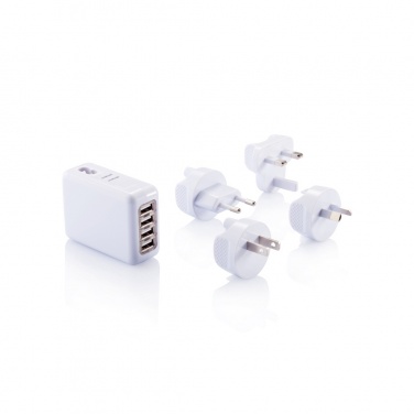 Logotrade kampanjprodukter bild: Reseadapter med fyra USB-portar