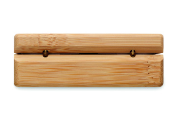 Logotrade reklamprodukter bild: TWS-headset i bambufodral