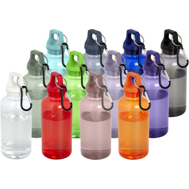 Logotrade profilreklam bild: Oregon 400 ml vattenflaska av RCS-certifierad återvunnen plast med karbinhake