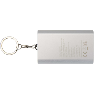 Logotrade reklamprodukter bild: Arcturus 2 000 mAh powerbank i återvunnet aluminium med nyckelring